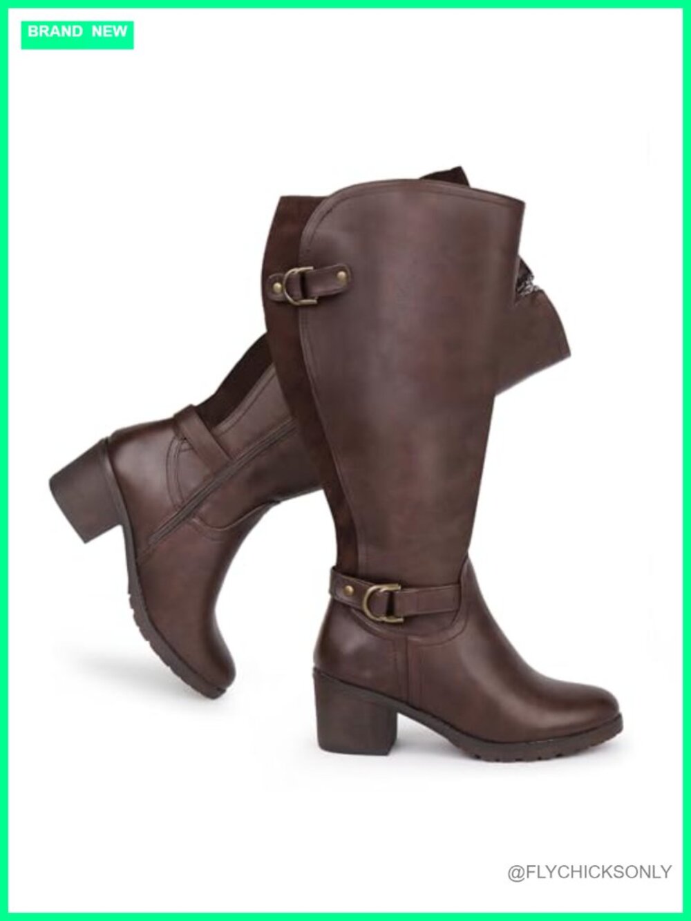 Extra Wide Calf Knee High Riding Boots Block Heel Faux Leather Suede